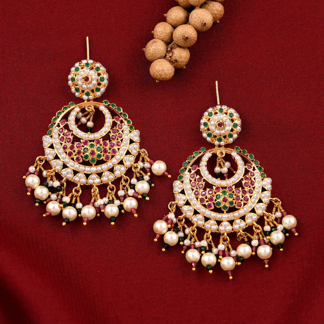 Delicate Jadaau Chandbali Earrings
