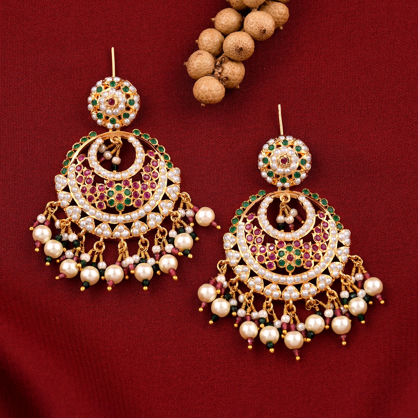 Delicate Jadaau Chandbali Earrings
