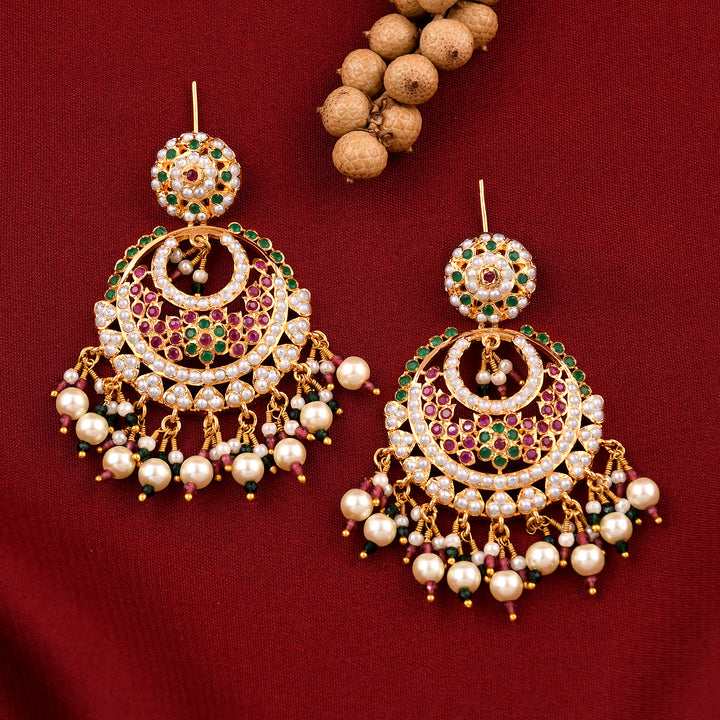 Delicate Jadaau Chandbali Earrings