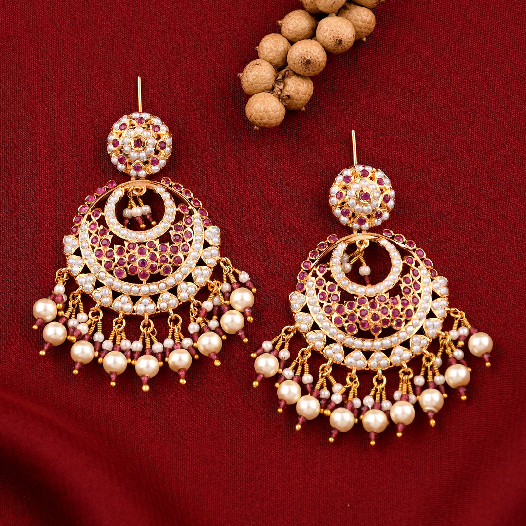 Delicate Jadaau Chandbali Earrings