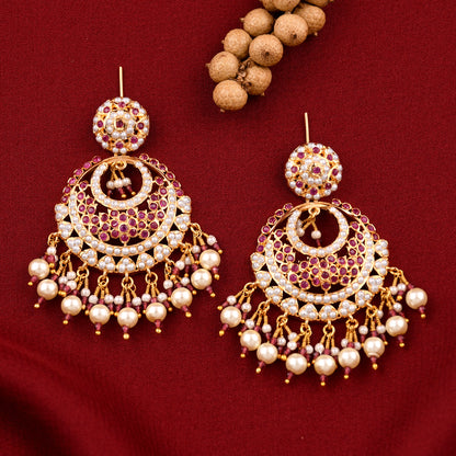 Delicate Jadaau Chandbali Earrings