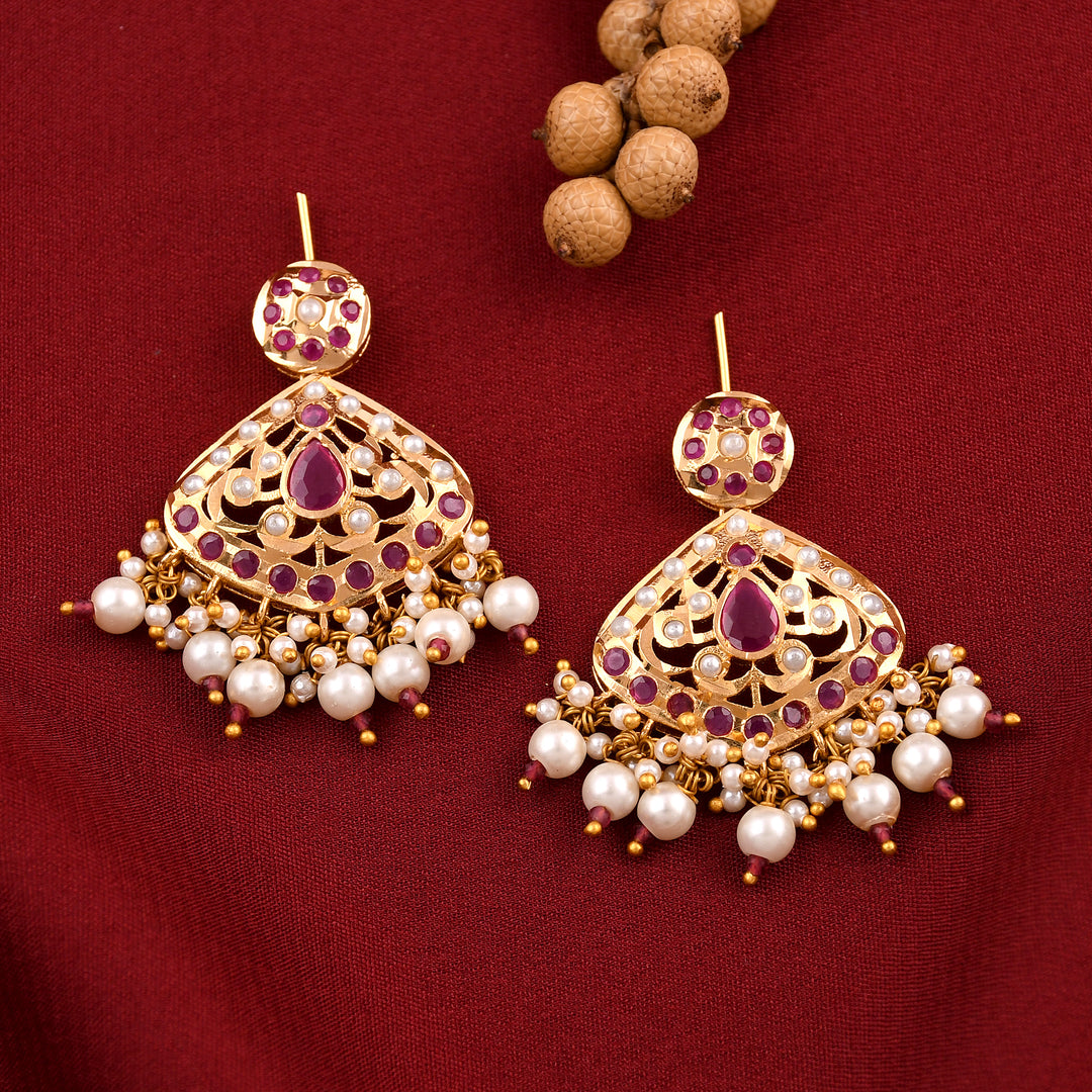 Traditional Gold Plated Jadaau Earrings