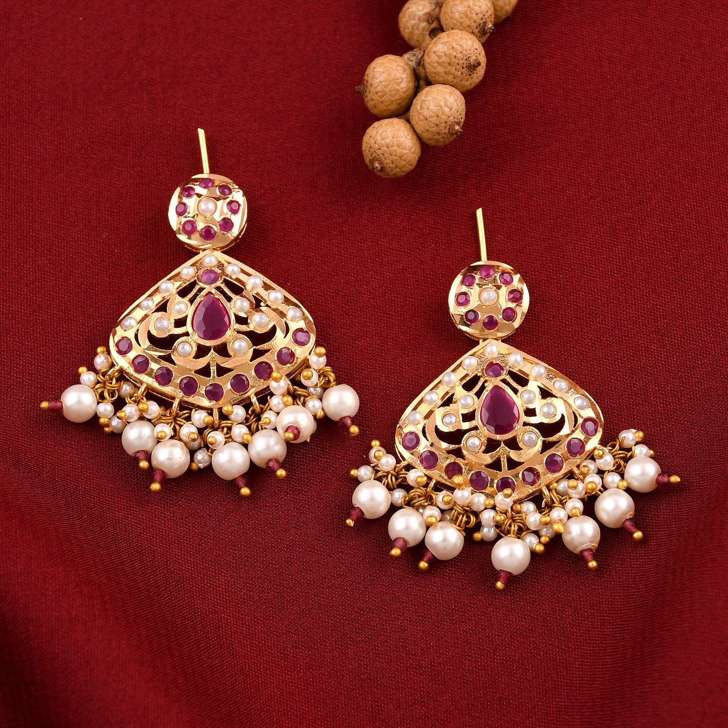 Traditional Gold Plated Jadaau Earrings