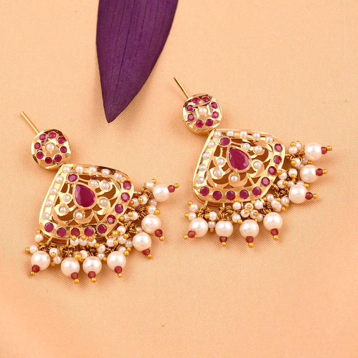 Traditional Gold Plated Jadaau Earrings