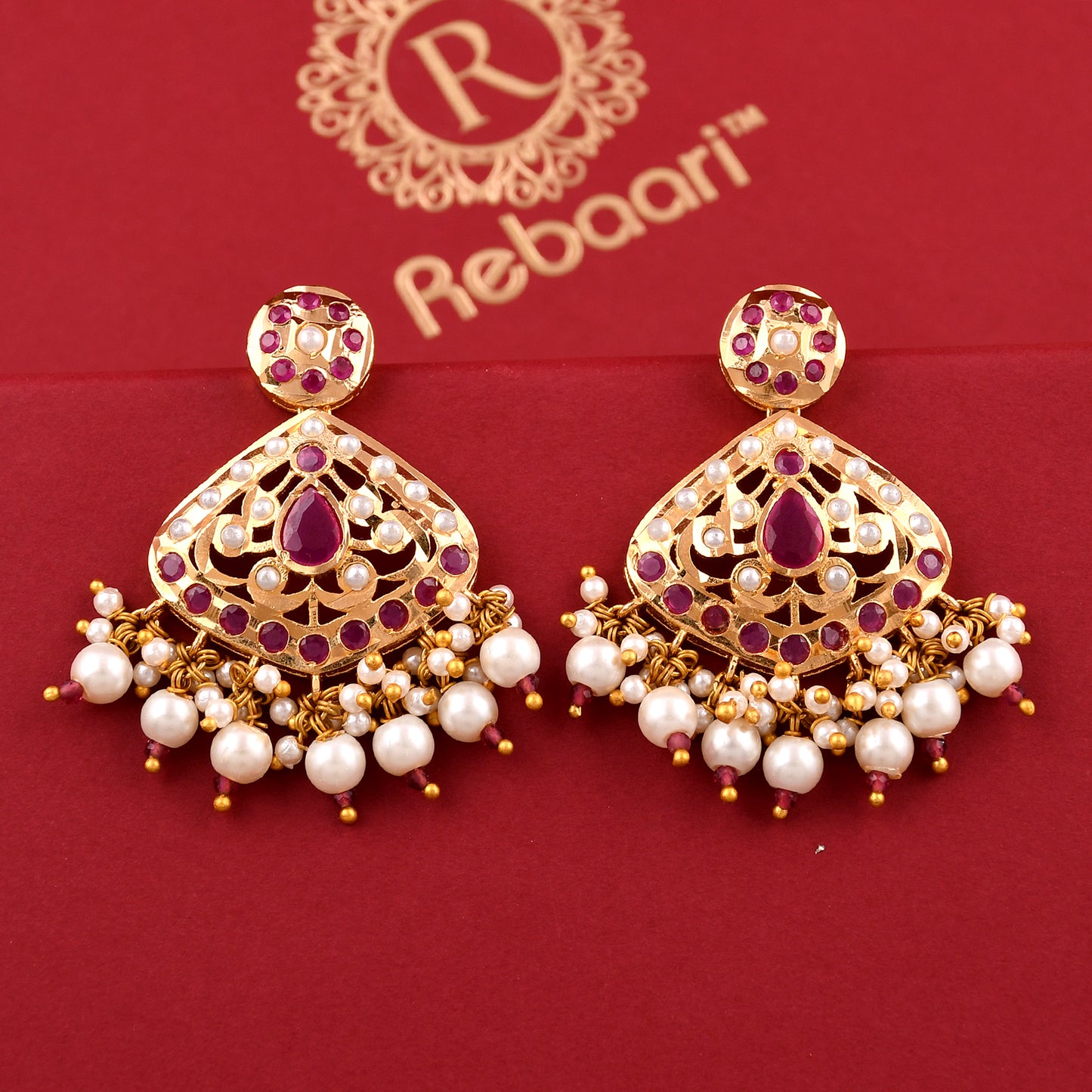Traditional Gold Plated Jadaau Earrings