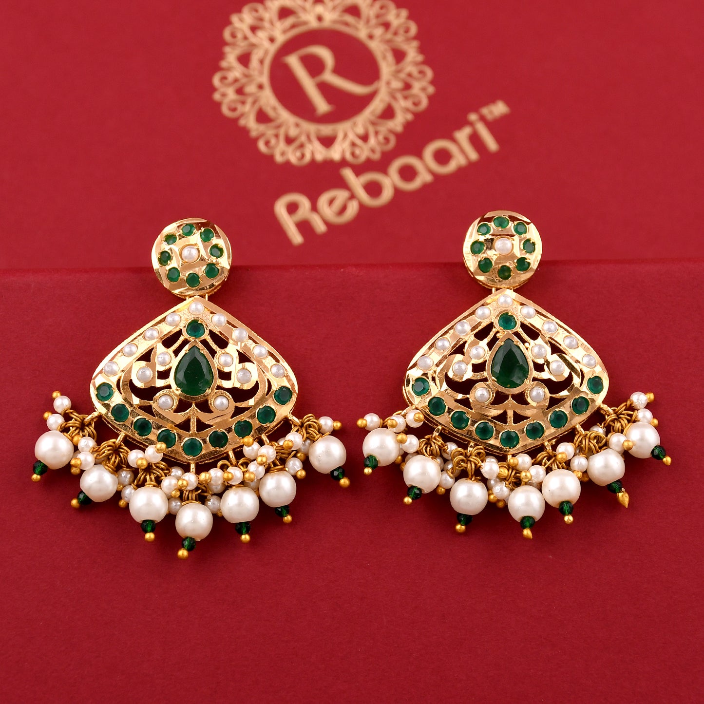 Traditional Gold Plated Jadaau Earrings