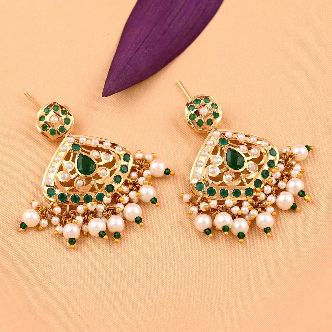 Traditional Gold Plated Jadaau Earrings