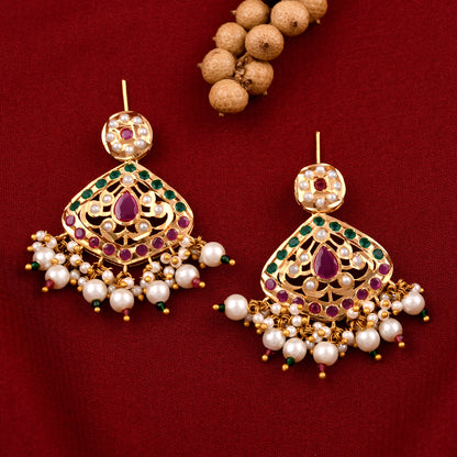 Traditional Gold Plated Jadaau Earrings