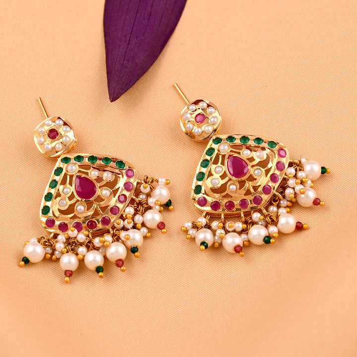 Traditional Gold Plated Jadaau Earrings