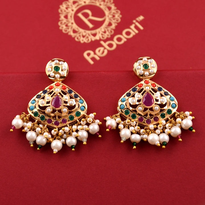 Traditional Gold Plated Jadaau Earrings