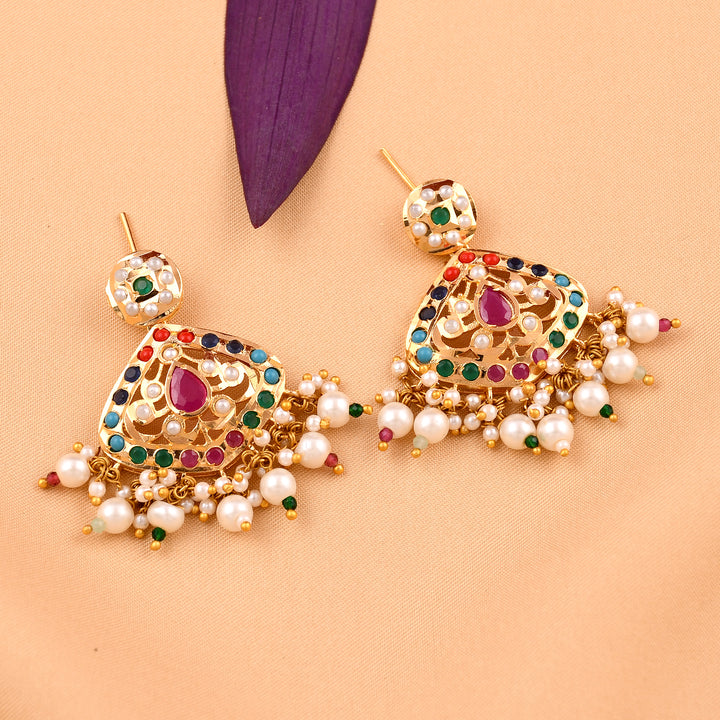 Traditional Gold Plated Jadaau Earrings