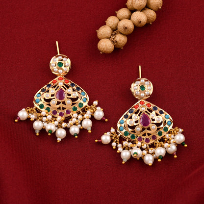 Traditional Gold Plated Jadaau Earrings