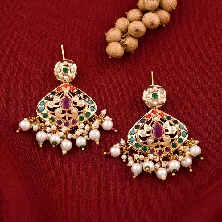 Traditional Gold Plated Jadaau Earrings