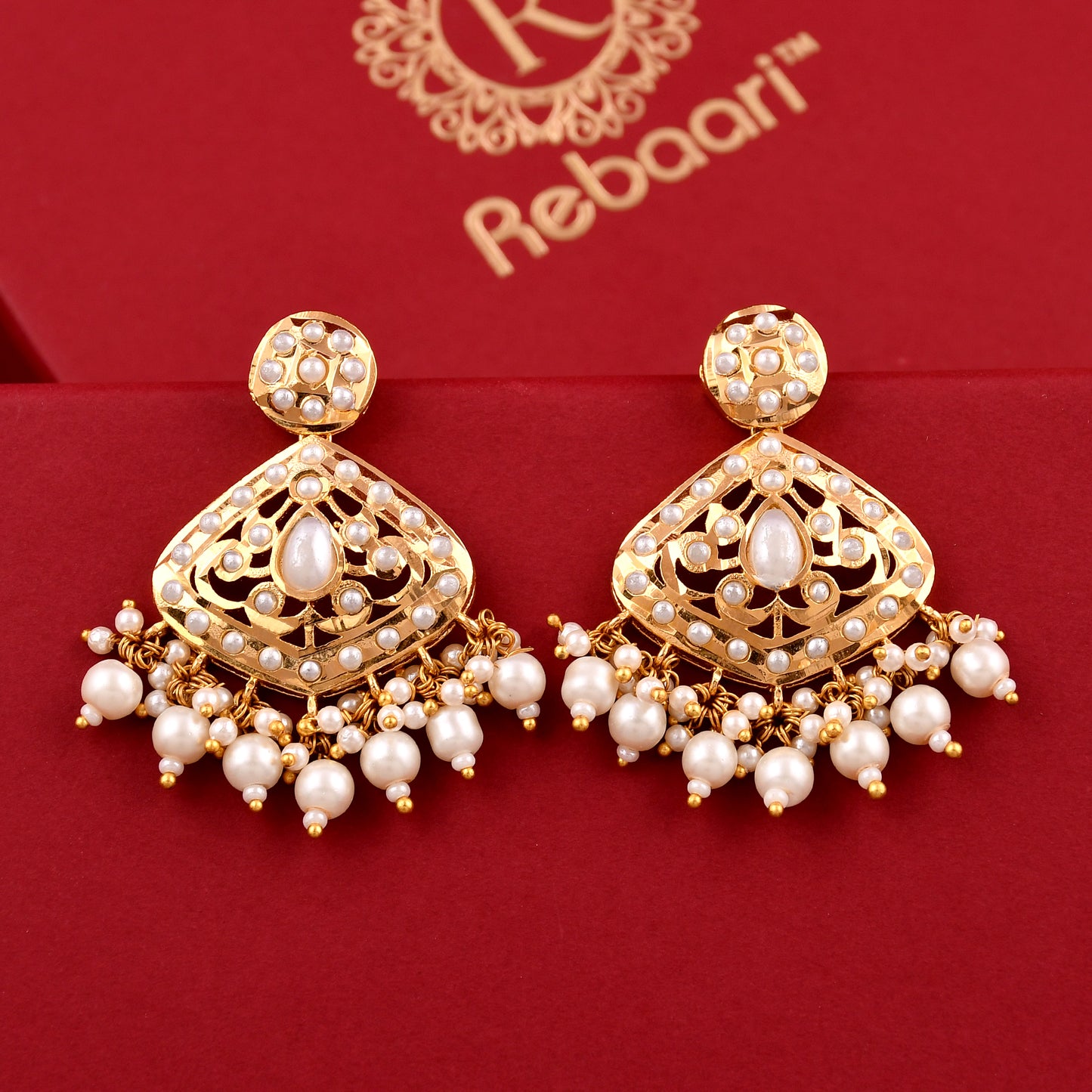 Traditional Gold Plated Jadaau Earrings