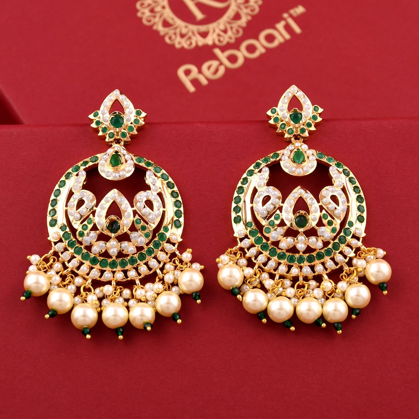 Gold Plated Jadau Chandbali Earrings