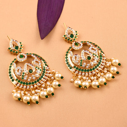 Gold Plated Jadau Chandbali Earrings