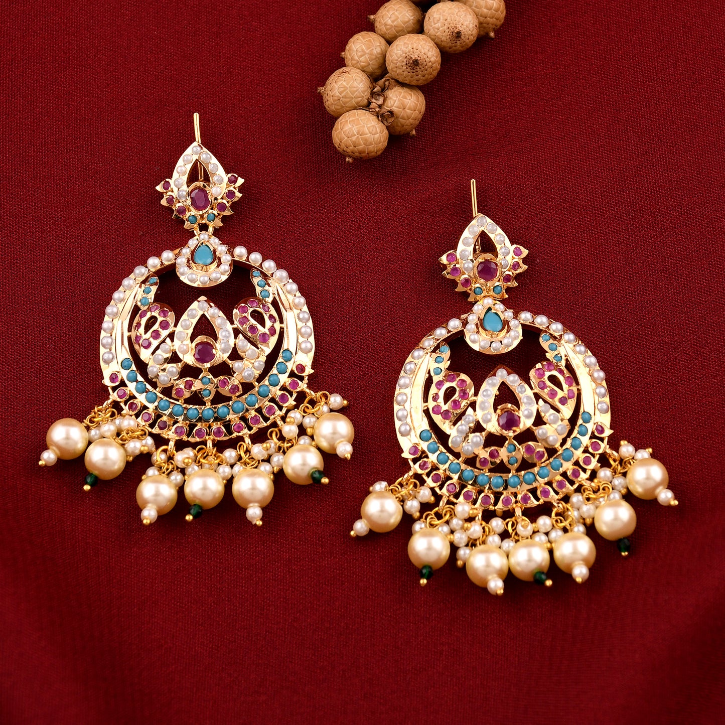 Gold Plated Jadau Chandbali Earrings