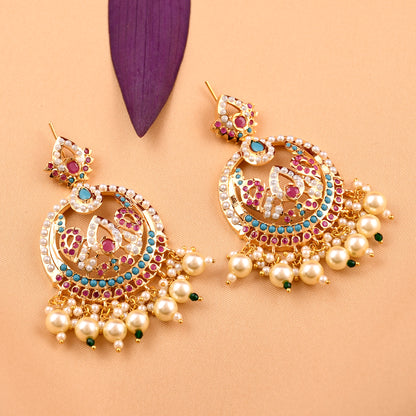 Gold Plated Jadau Chandbali Earrings