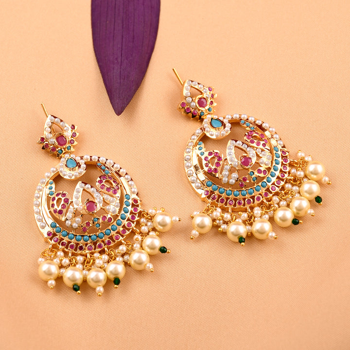 Gold Plated Jadau Chandbali Earrings