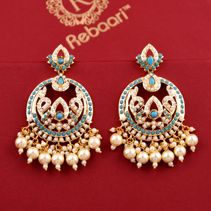 Gold Plated Jadau Chandbali Earrings