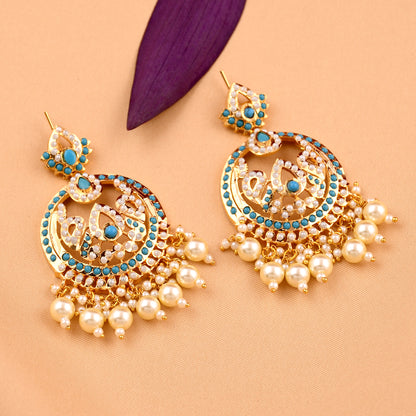 Gold Plated Jadau Chandbali Earrings