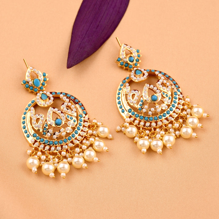 Gold Plated Jadau Chandbali Earrings