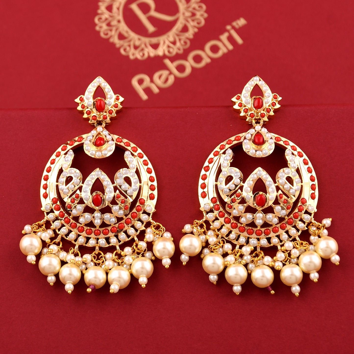 Gold Plated Jadau Chandbali Earrings