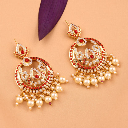 Gold Plated Jadau Chandbali Earrings