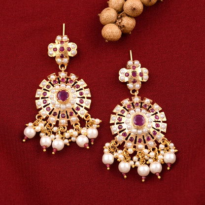 Elegant Sparkling Circle Pearl Jadaau Earrings