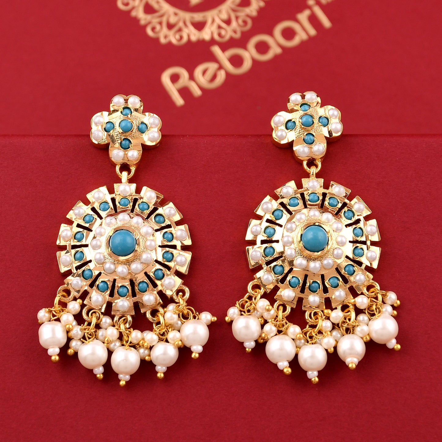 Elegant Sparkling Circle Pearl Jadaau Earrings