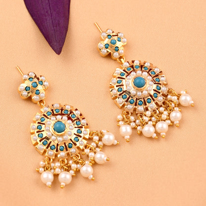 Elegant Sparkling Circle Pearl Jadaau Earrings