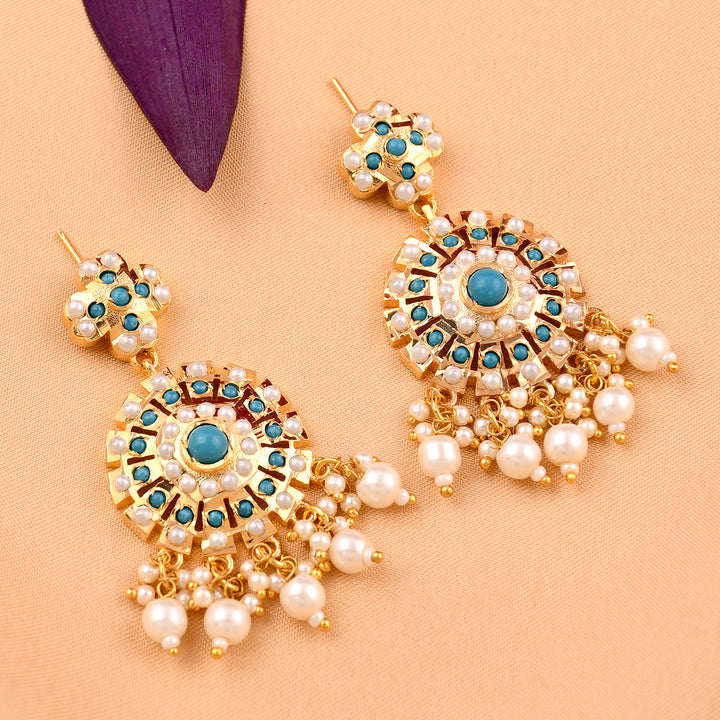 Elegant Sparkling Circle Pearl Jadaau Earrings