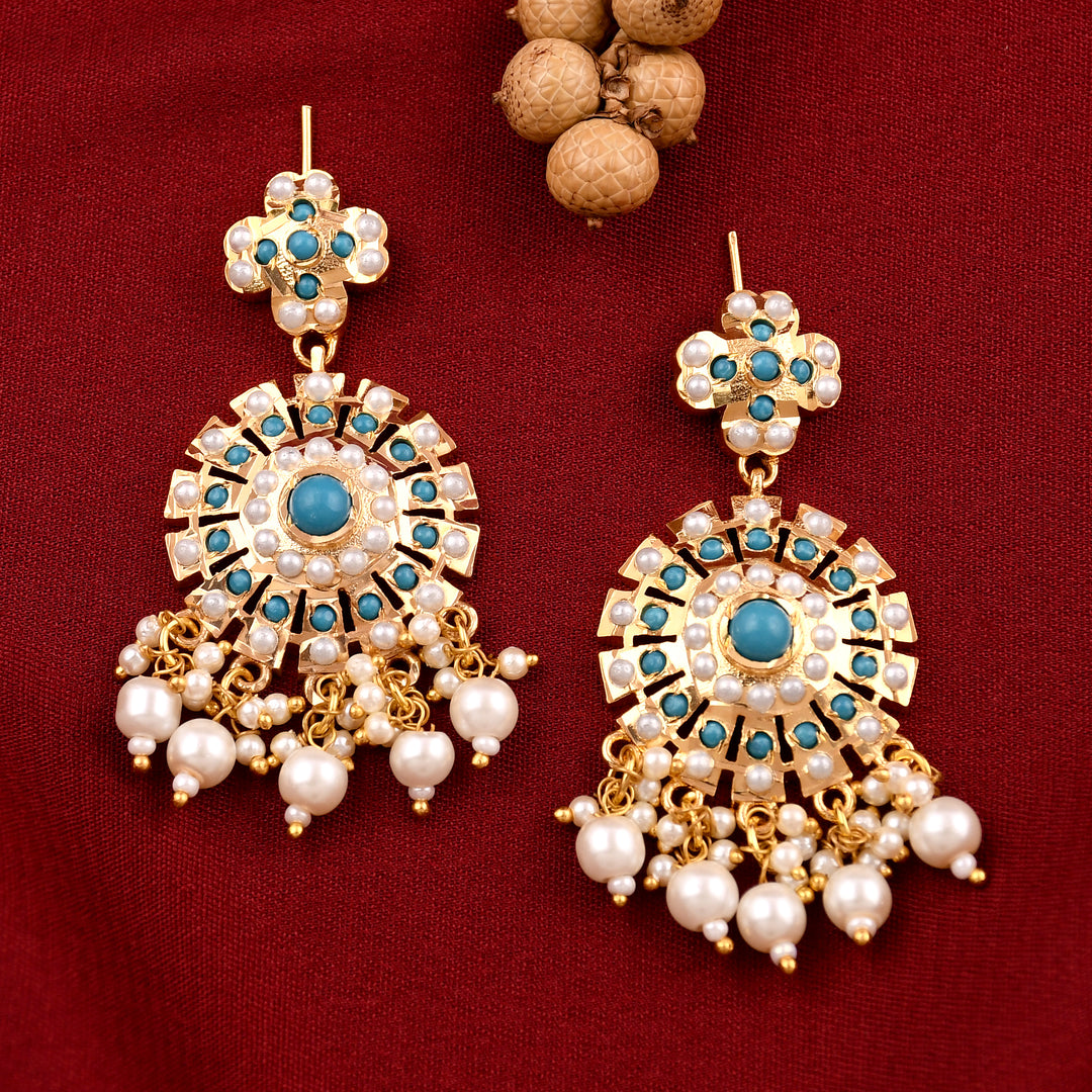 Elegant Sparkling Circle Pearl Jadaau Earrings