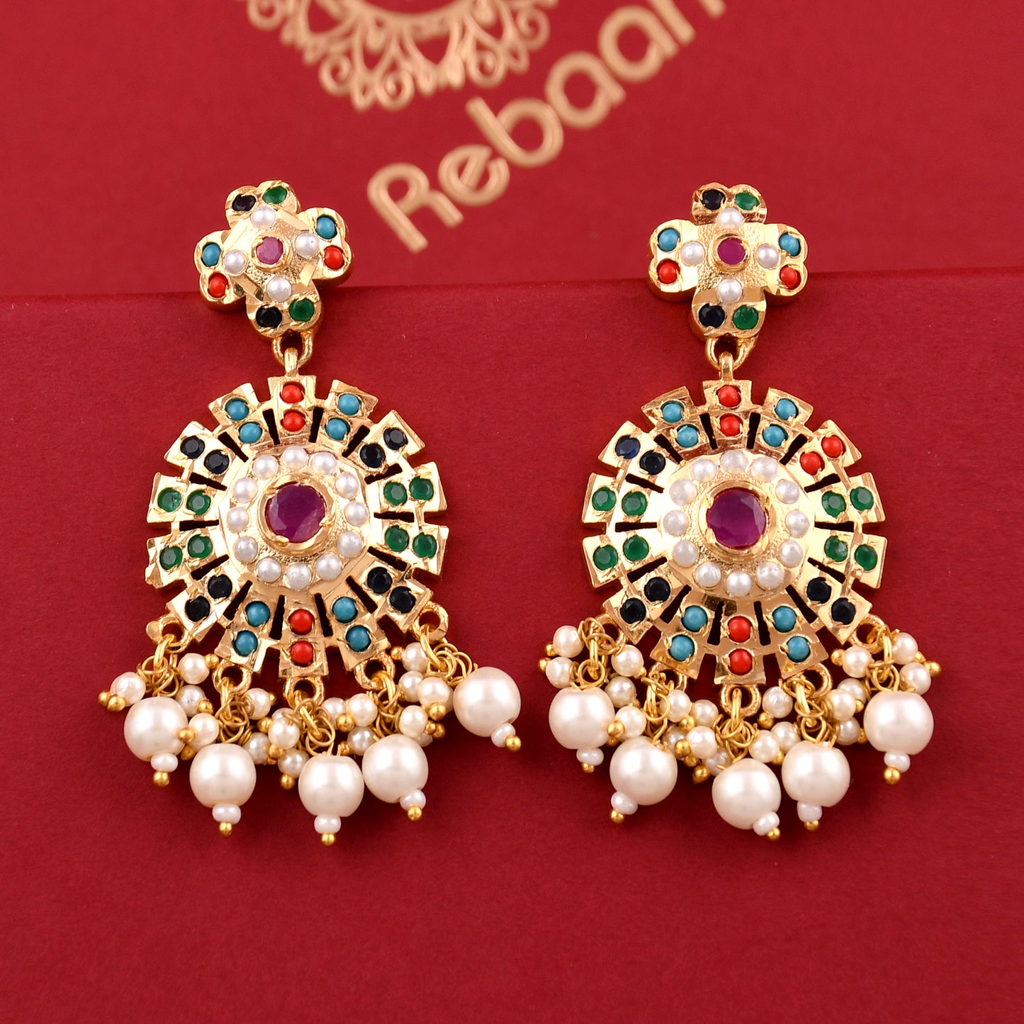 Elegant Sparkling Circle Pearl Jadaau Earrings