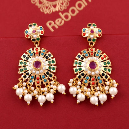 Elegant Sparkling Circle Pearl Jadaau Earrings