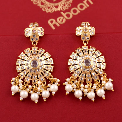 Elegant Sparkling Circle Pearl Jadaau Earrings