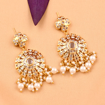 Elegant Sparkling Circle Pearl Jadaau Earrings