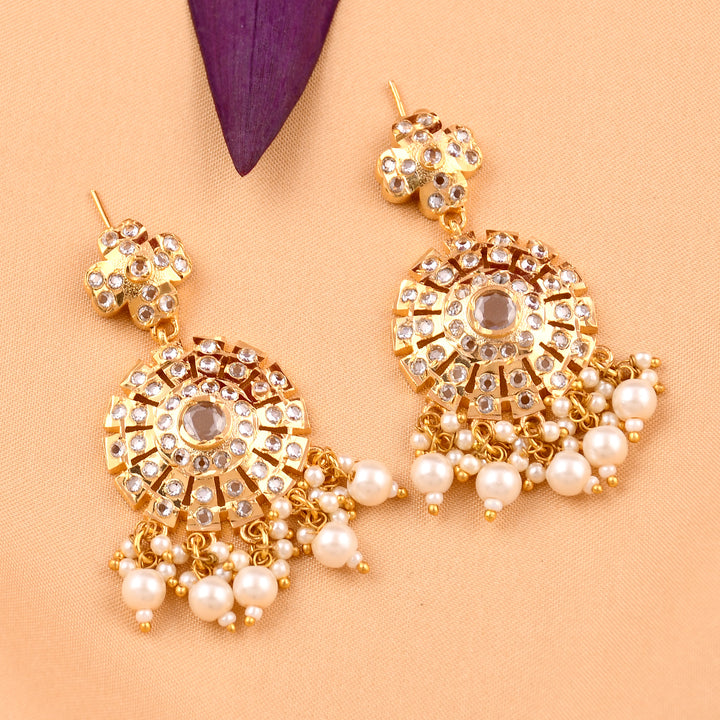 Elegant Sparkling Circle Pearl Jadaau Earrings