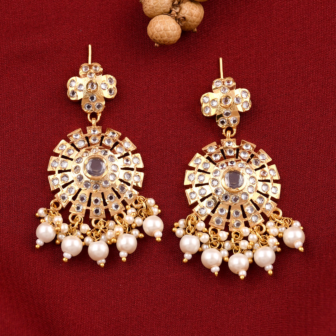 Elegant Sparkling Circle Pearl Jadaau Earrings