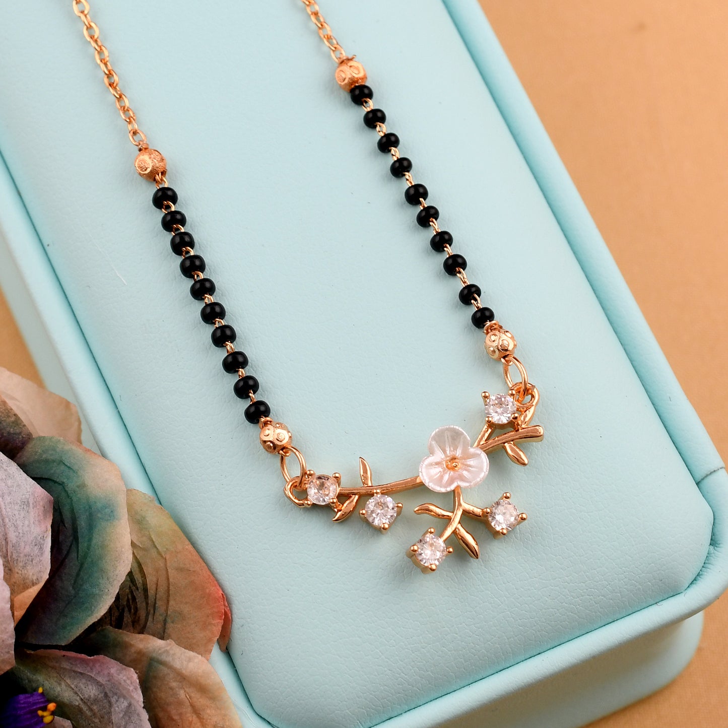 Radiant rose gold plated mangalsutra for women
