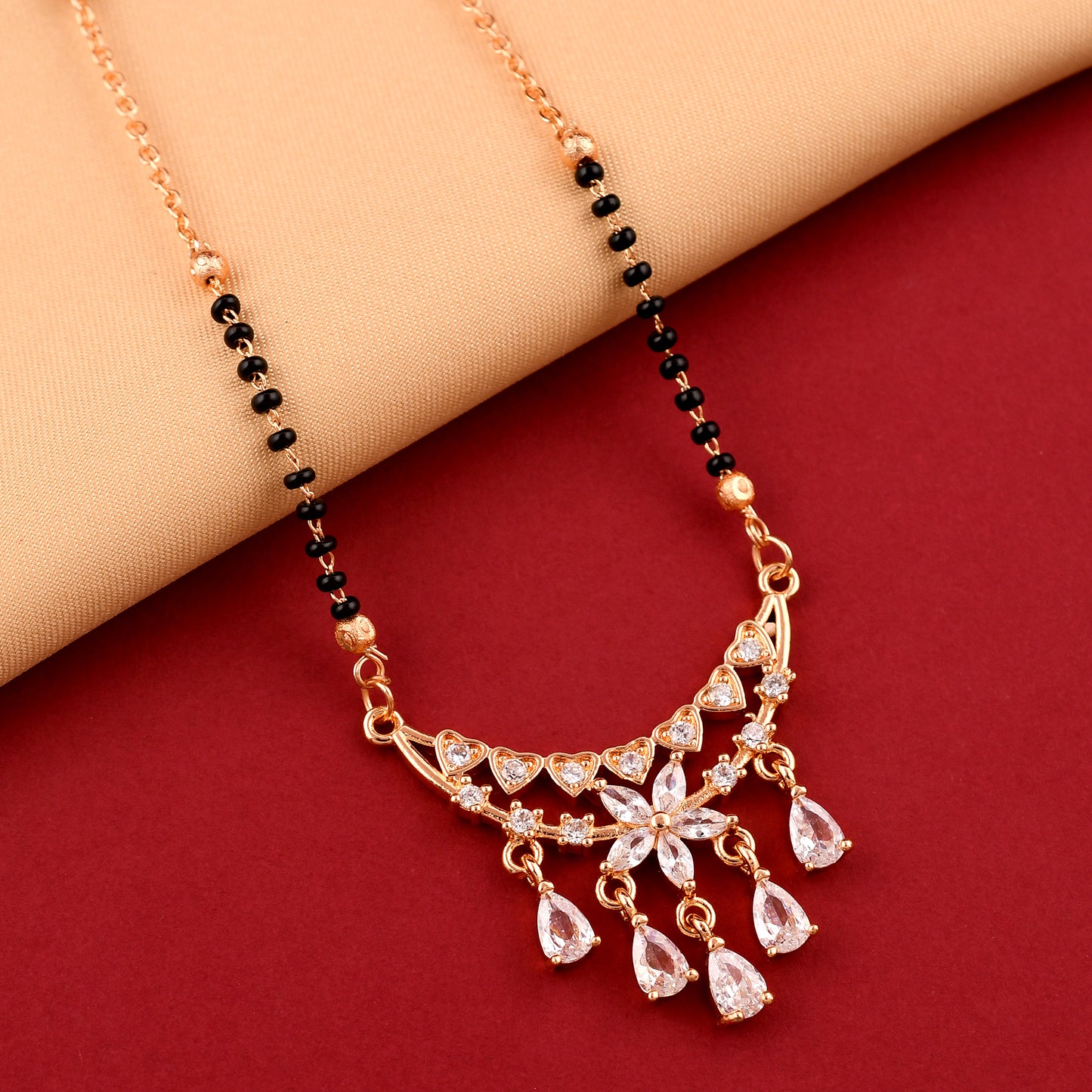 White Drop Rose Gold Mangalsutra