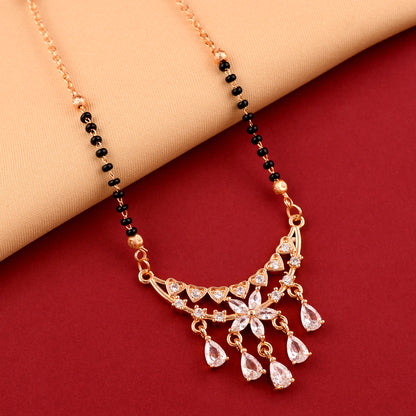 White Drop Rose Gold Mangalsutra