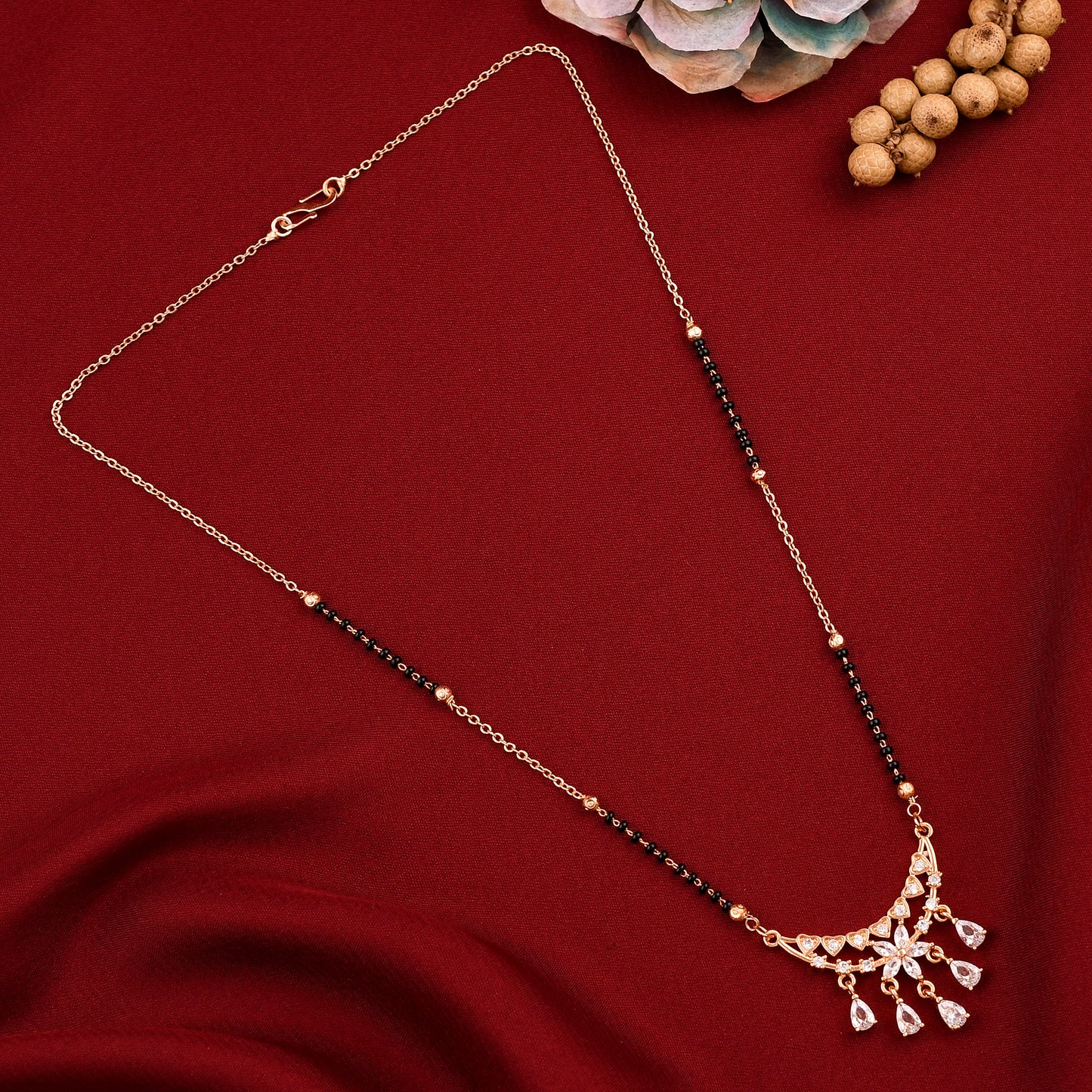 White Drop Rose Gold Mangalsutra