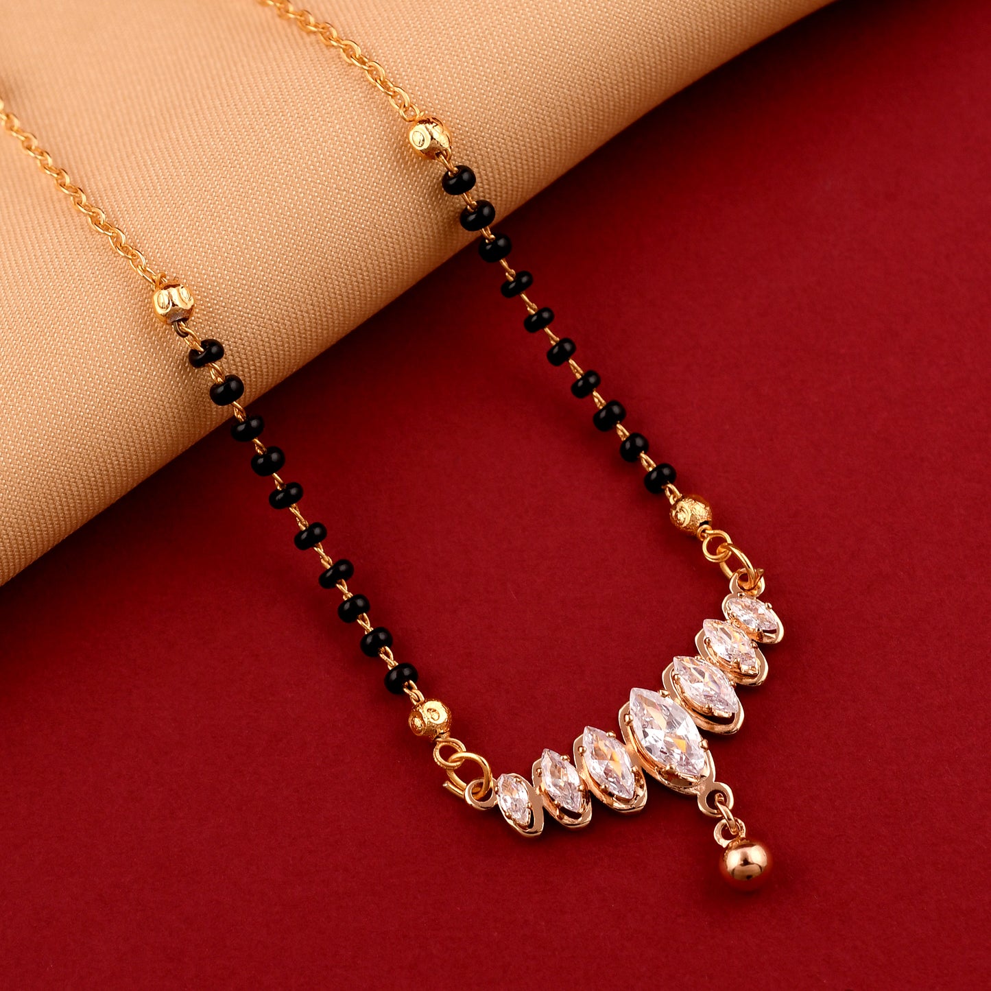 Gold Plated Black Beads Mangalsutra