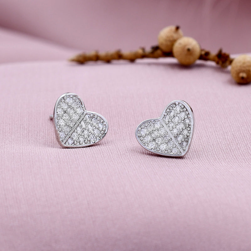 Small Heart Shape Diamond Studs