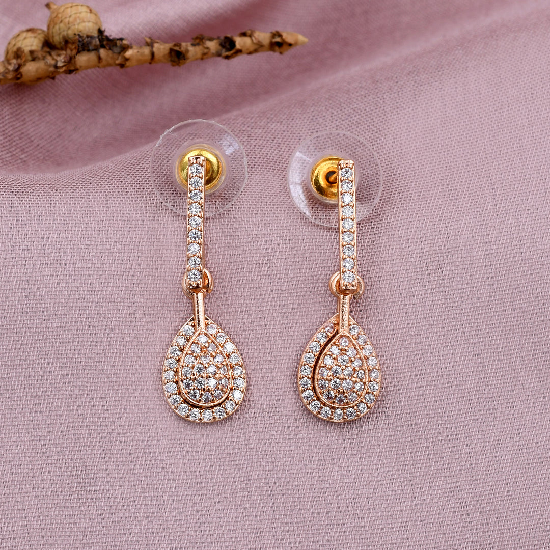 Rose Gold Plated Diamond Earrings