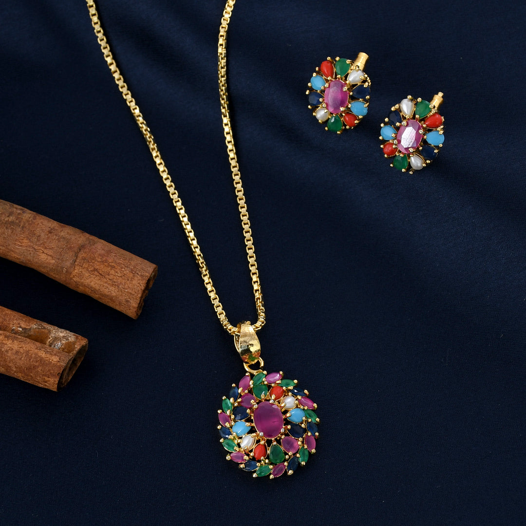 Designer Semi-Precious Stone Pendant Set