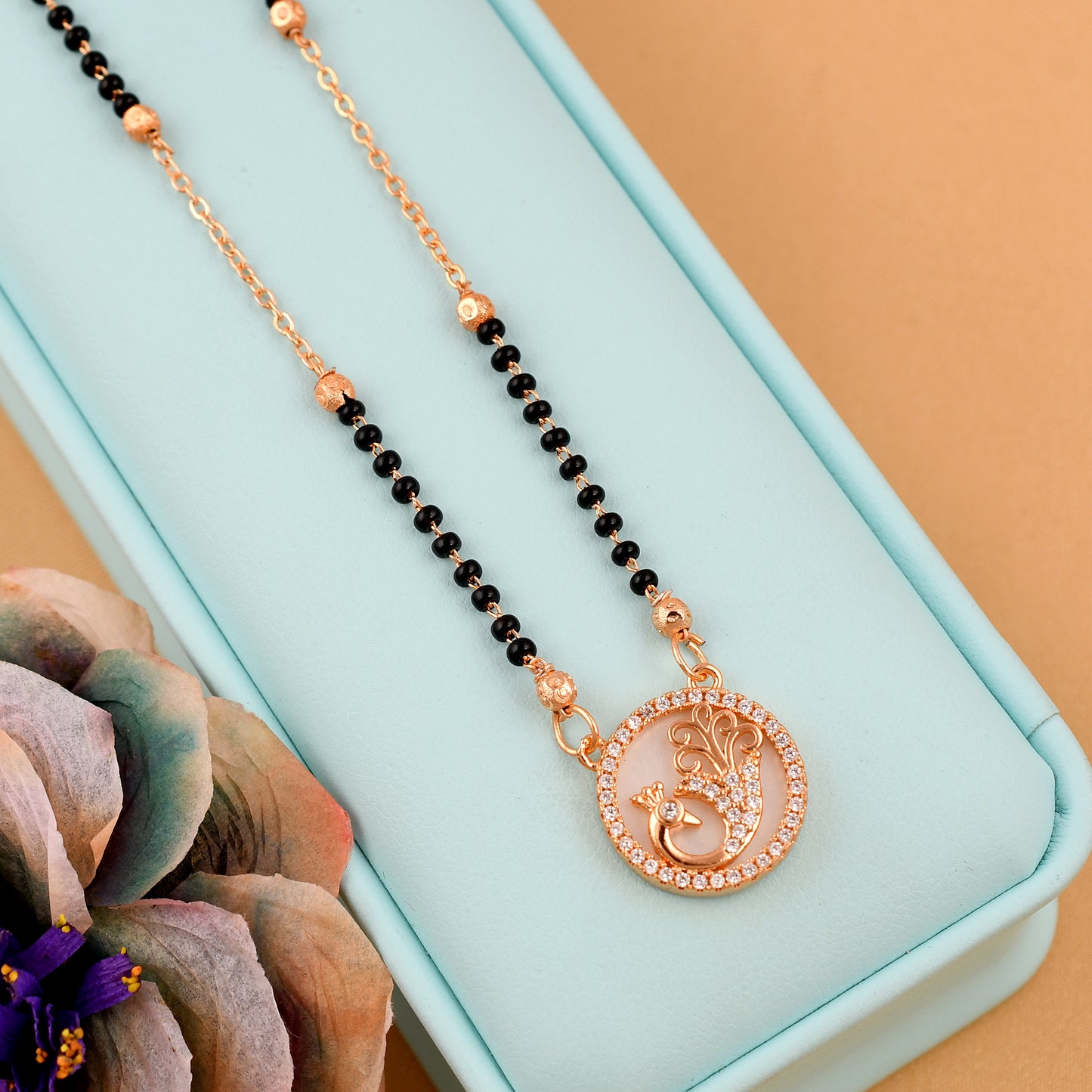 Single Line Peacock Design Mangalsutra