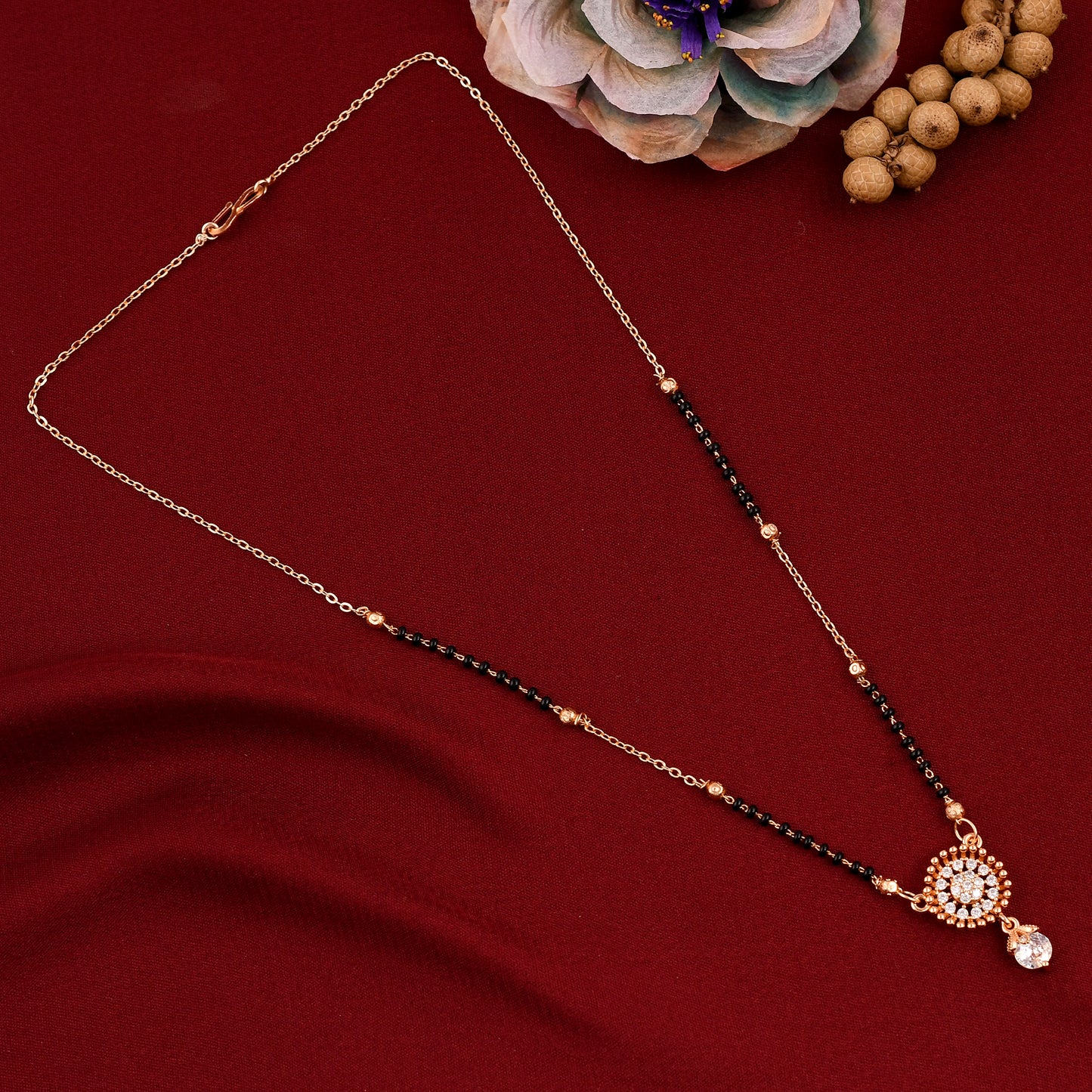 Sun Flower Design Zircon Mangalsutra