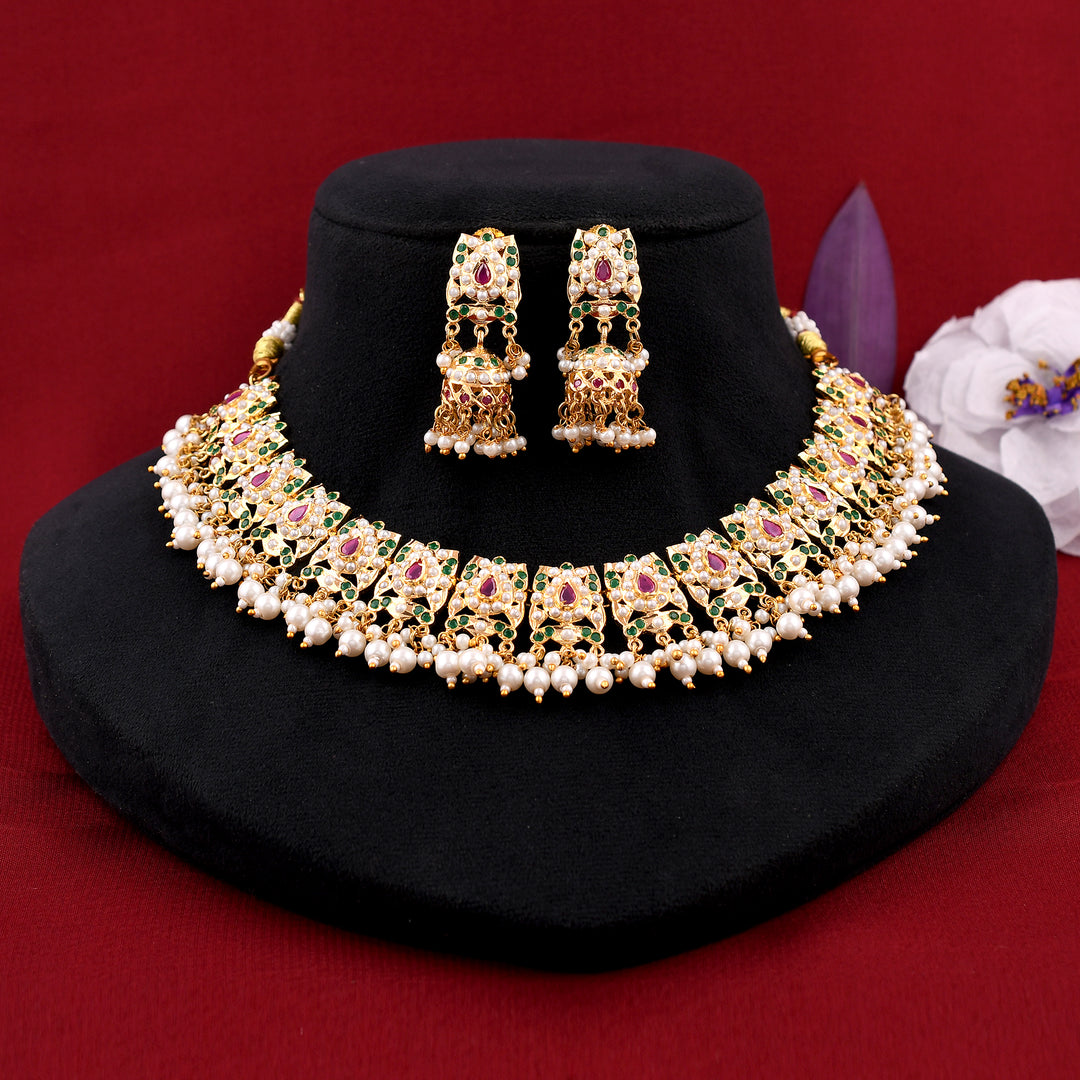Gold Plated Pearl Necklace Set